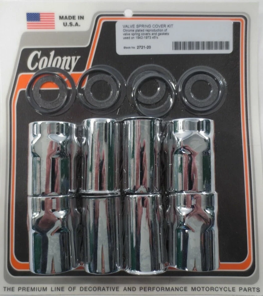 KIT DE CUBIERTA DE RESORTE DE VÁLVULA (cromo) Harley Flathead 45 WL Servi-Car '42-73. 2721-20 Foto 2 de 3