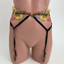 Victoria's Secret Dream Angels Floral Embroidered Garter Belt Multicolor M/L NWT