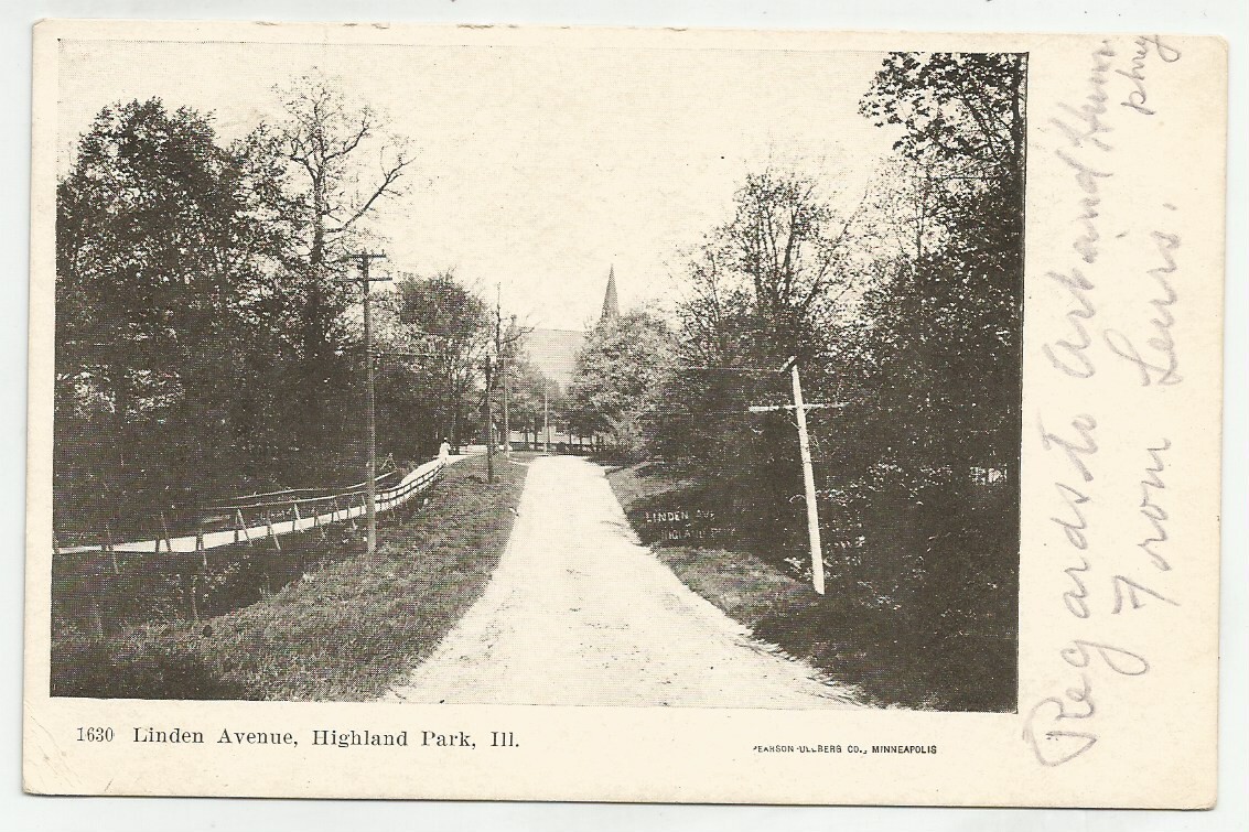 Vintage Post Card Linden Avenue Highland Park Illinois UDB