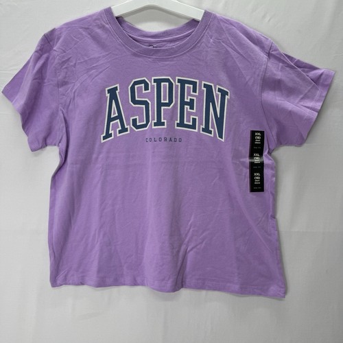 Art Class Boxy Fit T-Shirt XXL Girls Jade Purple Aspen ColoradoGraphic Tee New