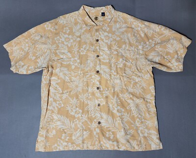 Sz XL Silk Eagle Dry Goods Apricot Button Up Shirt Mike Ditka HOF Celebrity Golf