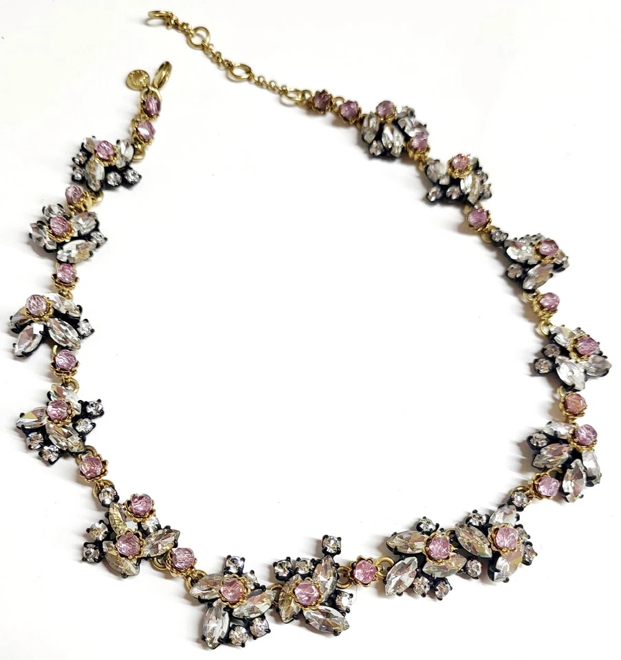 Collar J.Crew Cristal Floral Rosa Multicolor Maceta Negro Chapado Latón Foto 4 de 4