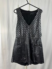 Womens MinkPink Dress Shiny Black silver Medium mini trouser