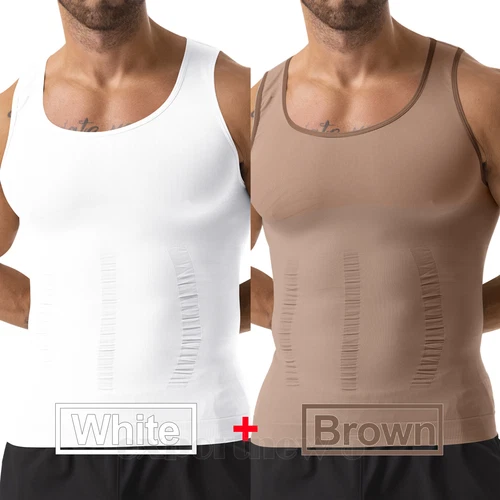Herren Body Shaper Schlankmacher Shirt Kompression Weste Slim Shapewear Tank Top Girgle - Bild 38 von 46