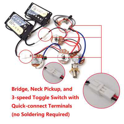 Guitar Alnico V Humbucker Pickups 2C with Quick-connect 2V2T Wiring Harness
