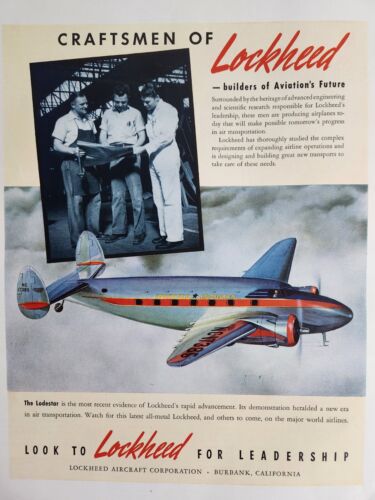 Lockheed Lodestar Craftsmen Magazine Print Ad Vintage 1940 Airplane Aviation - Afbeelding 1 van 6