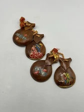 Lot 2 Vintage Spanish Hand-Carved Handmade Wood Castanets Souvenirs