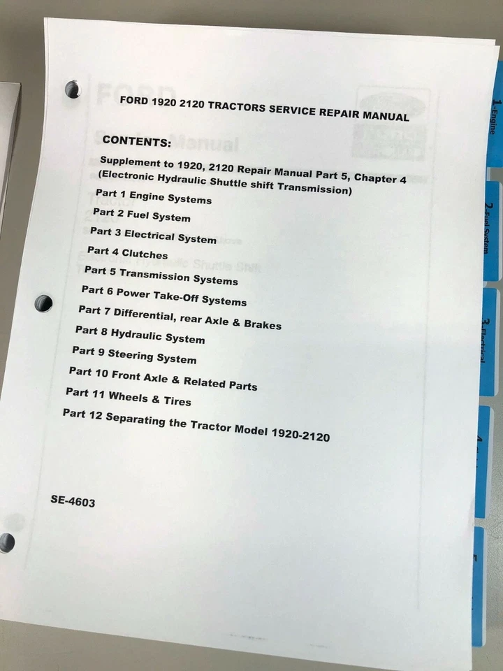 Manual de reparación de tractor Ford New Holland 1920 2120 SE-4603 VERSIÓN IMPRESA Foto 3 de 4
