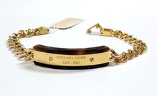 NEW MICHAEL KORS GOLD TONE,TORTOISE LINK CHAIN PLAQUE BRACELET MKJ5886