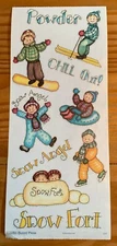 LARGE Sheet Bo-Bunny Press SNOW Angel Fort Skiing FUN Winter Scrapbook Stickers