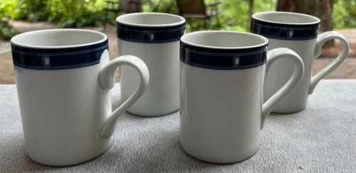 Set of FOUR Dansk Ceylon Blue and White  Mugs Portugal
