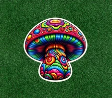 Colorful psychedelic mushroom 100% waterproof  vinyl sticker - several sizes