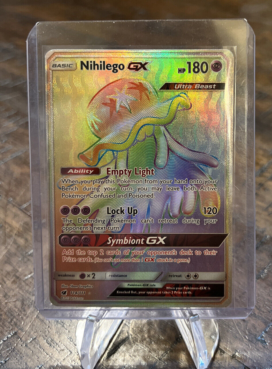 Nihilego GX RAINBOW SECRET HYPER FA RARE 114/111 Pokemon SM