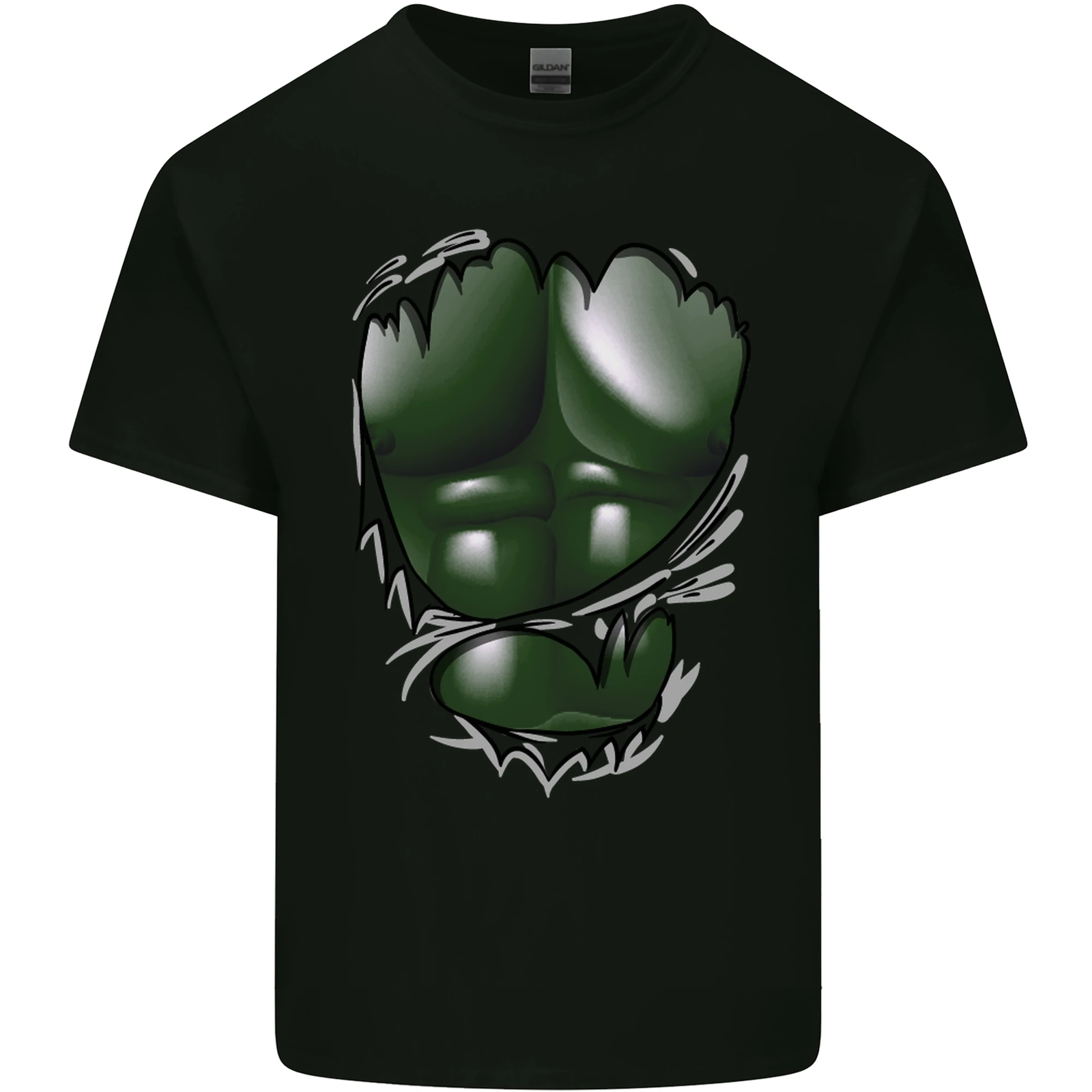Gym Green Torso Ripped Muscles Effect Mens Cotton T-Shirt Tee Top
