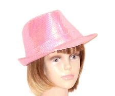 Pink Sequin Fedora Trilby Society Hat Red Hat Ladies 