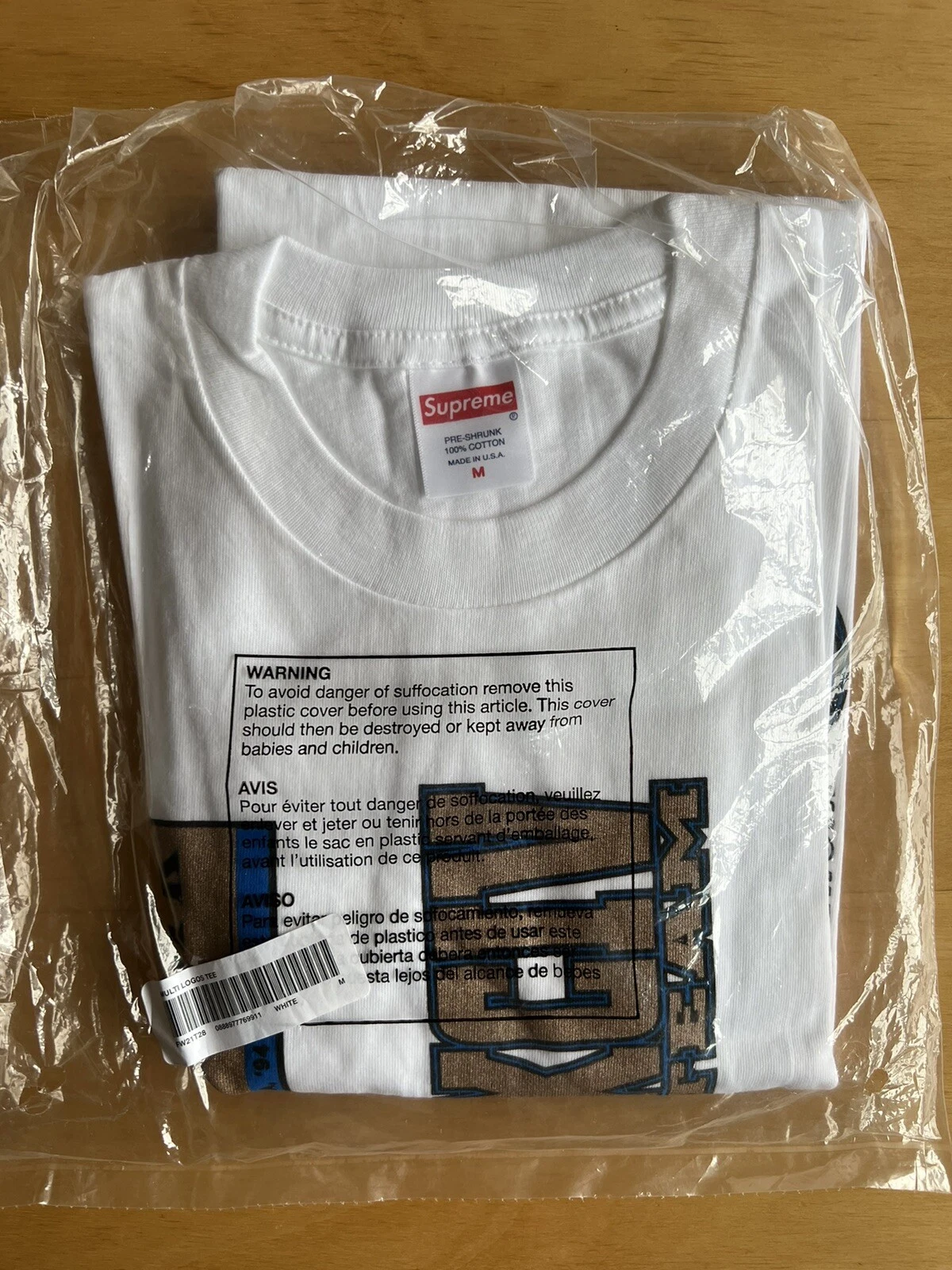 Tee shirt blanc Supreme Multi Logos moyen FW21 100 % authentique RARE