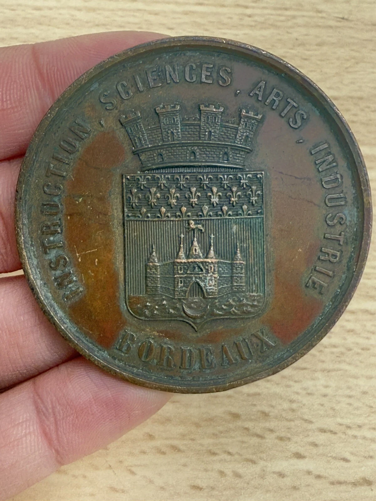 Médaille Instruction Sciences Arts Industrie Bordeaux 1865 