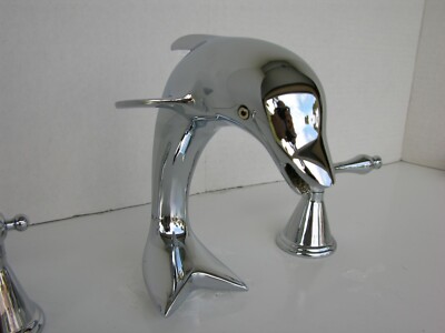 Chrome Dolphin Sink Faucet Lever handle AllBrass 2144CL Free Shipping Free Drain