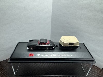 MALIBU INTERNATIONAL MERCEDES-BENZ 300SL WING DOOR w/caravan 1:87 HO Scale