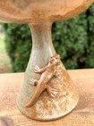 Art Pottery Pedestal Candle Holder Trinket Dish Ring Dish Gecko Lizard Accent — photo 2