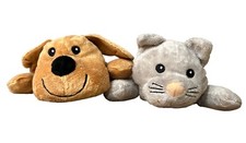 Melissa  Doug GRAY CAT and Tan DOG Plush 10" Laying Stuffed Animals Toys