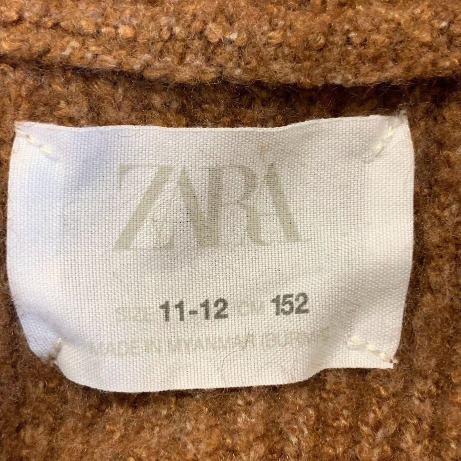 Zara Girls Chunky Knit Zip Up Long Sleeve Cap Sweater Size 1112 eBay