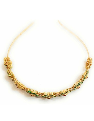 Indian Gold Plated Bollywood Style Kundan Head Band Full Hair Jewelry Set Women - Picture 7 of 7