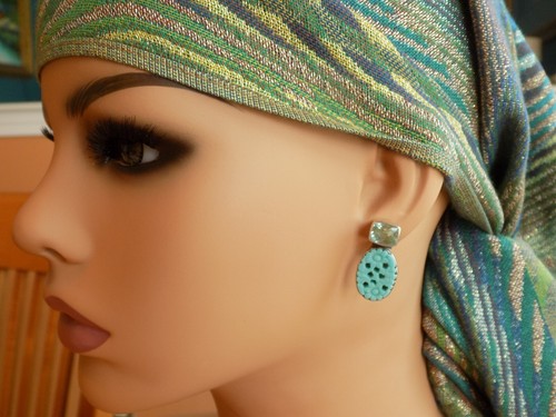 Amy Kahn Russell sterling turquoise topaz earrings - Picture 7 of 7