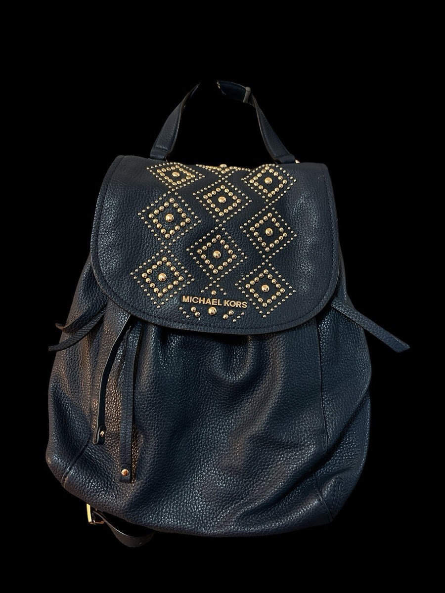 Michael Kors Backpack Riley Studded Pebbled Leather Navy  display picture 1