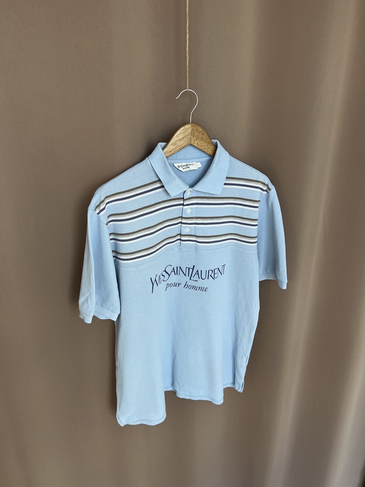 Polo uomo Yves Saint Laurent YSL logo grande taglia L vintage