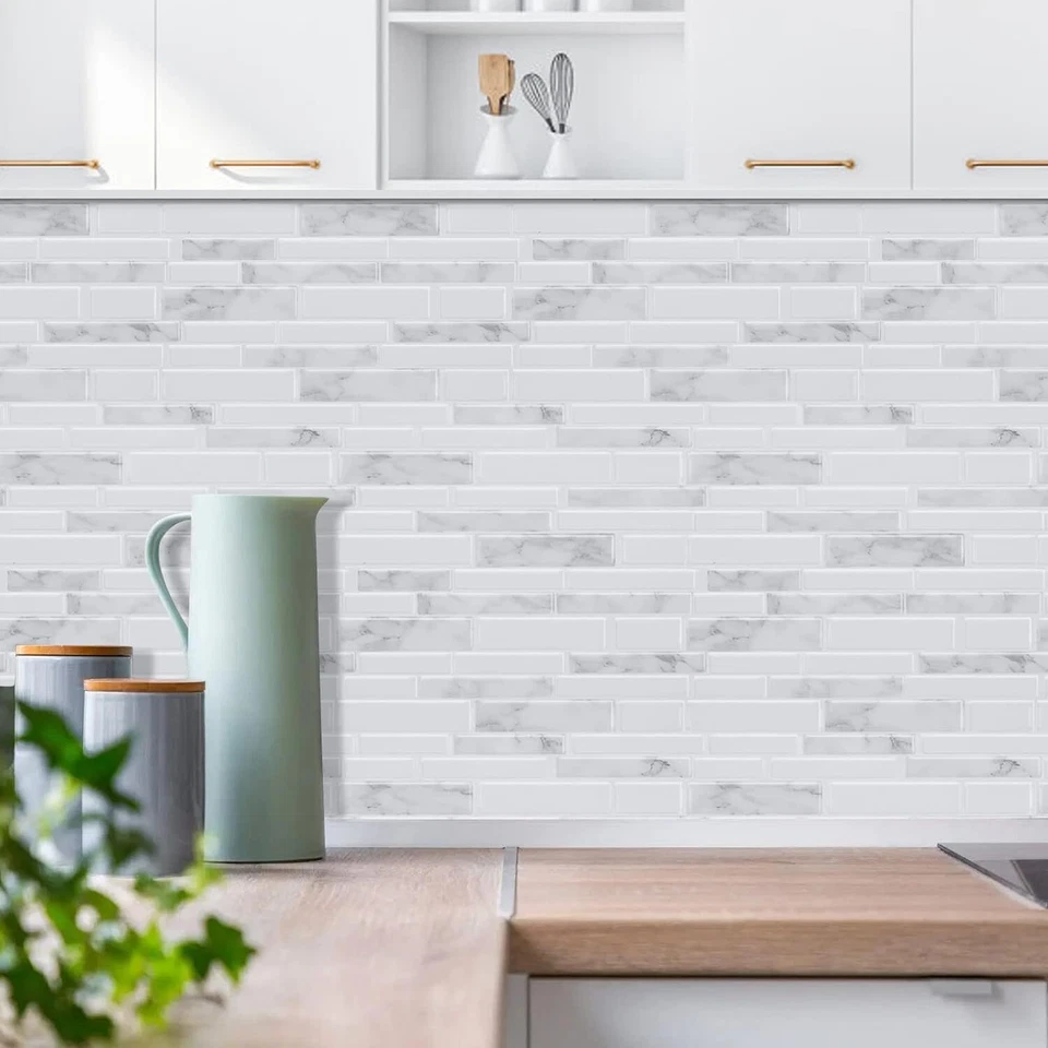 Azulejos decorativos autoadhesivos 3D para salpicadero y pegar mármol 10 piezas Foto 4 de 4