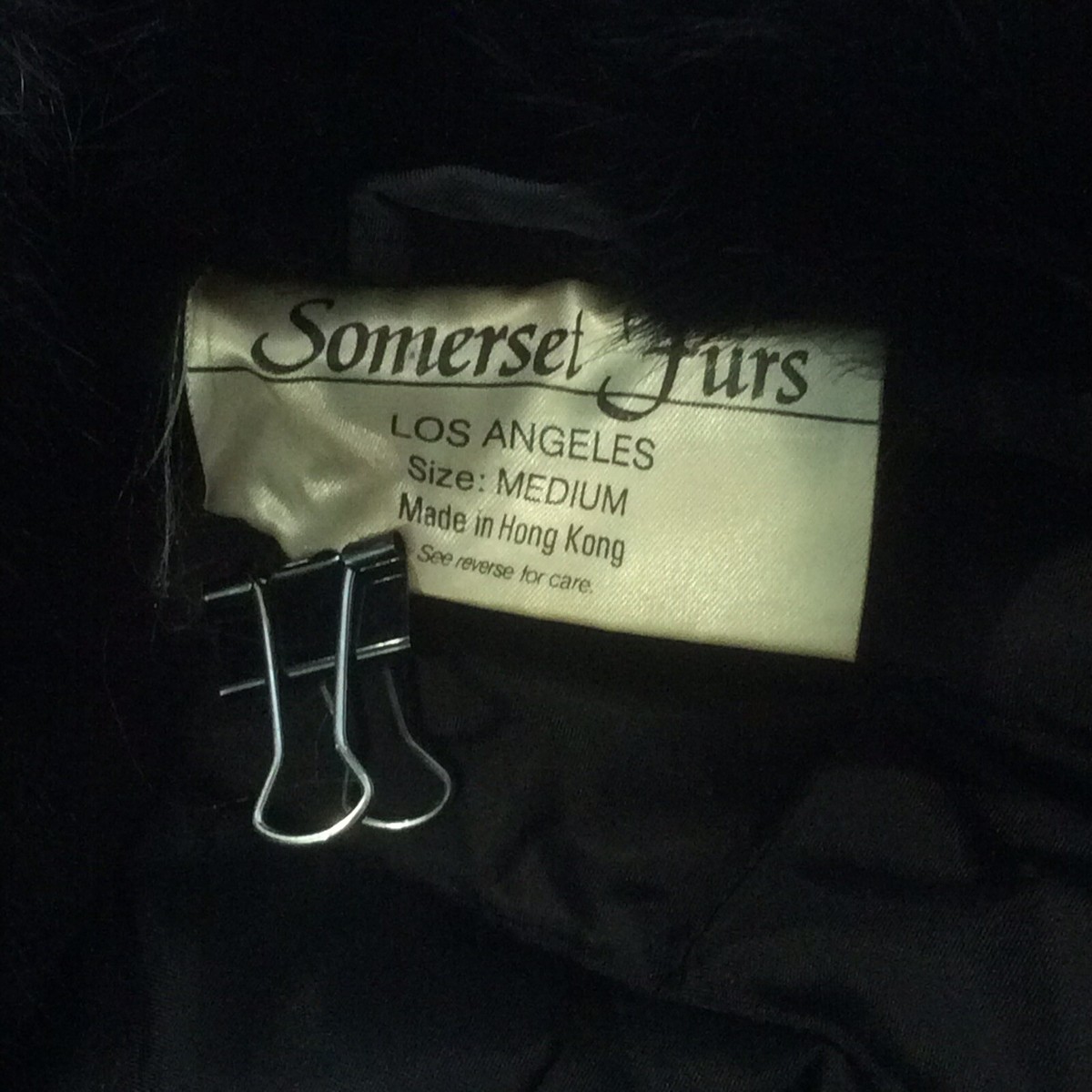 Vtg Genuine Rabbit Fur Coat Medium Black Somerset Furs Quilted