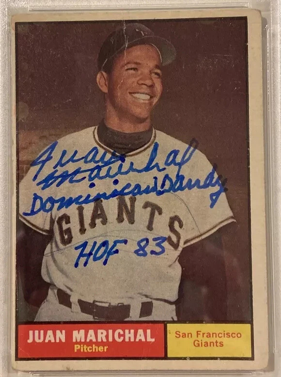 Бейсбольная карточка 1961 Topps с автографом дебютанта Хуана Марихала сертифицированная PSA/DNA 10 HOF - Изображение 3 из 4