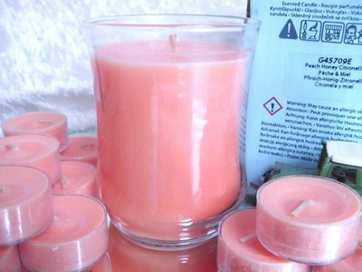 PartyLite PFIRSICH HONIG ZITRONELLA  Duftwachsglas + 12 Teelicht OVP G45709 