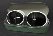 Rare Vintage Aluminum Uvex German Glacier Ski Snow Goggles with Metal Case