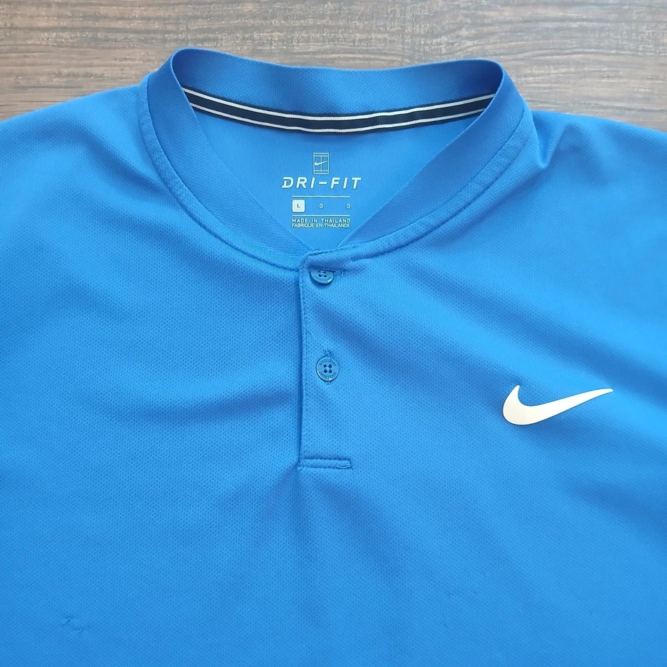 Camisa Nike Para Hombres Grande Azul Golf Cuello Hoja Polo Desafío Cancha Rendimiento Foto 2 de 4