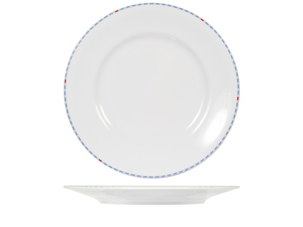 Astrid Porcelain Plate 26Cm, White With Blue Edge