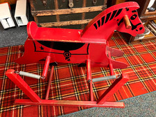 VINTAGE RIDE-ON WOODEN ROCKING WONDER HORSE ON SPRINGS. 1950's