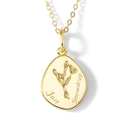 Birth Flower Necklace 18k Gold Plated Custom Pendant Necklaces Dainty Personaliz