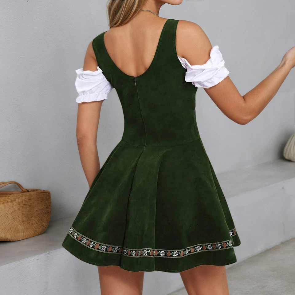 2025 German Oktoberfest Women's Traditional Bavarian Beer Garden Velvet Dress - Image 4 of 4