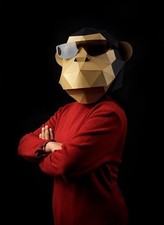 Máscara modelo artesanal de papel Máscara de papel 3D Gorila Disfraz de Halloween Juegos con disfraces Hágalo usted mismo