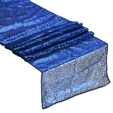 Sapphire Blue Table Runner 108" x 12", Long Shining Sequin Table Runner