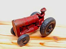 Vintage Red Arcade Cast Iron Farm Tractor 3.5 Inch farm toy