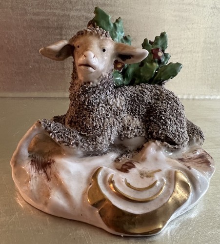 Staffordshire Confetti Chelsea Sheep German Gold Anchor Vintage Antique - Picture 3 of 5