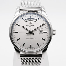 BREITLING Transocean A45310 Day date Silver Dial Automatic Men's Watch Fashion 9