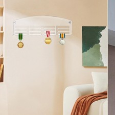 Organizador porta medallas montado en la pared fácil de instalar transparente decorativo colgante