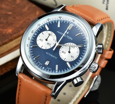 Hamilton Classic Blue Panda Chronograph Steel Case Leather Strap