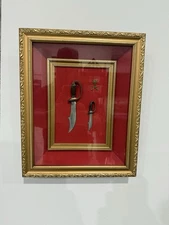 Vintage Middle Eastern Art Framed Arabian Dagger Swords