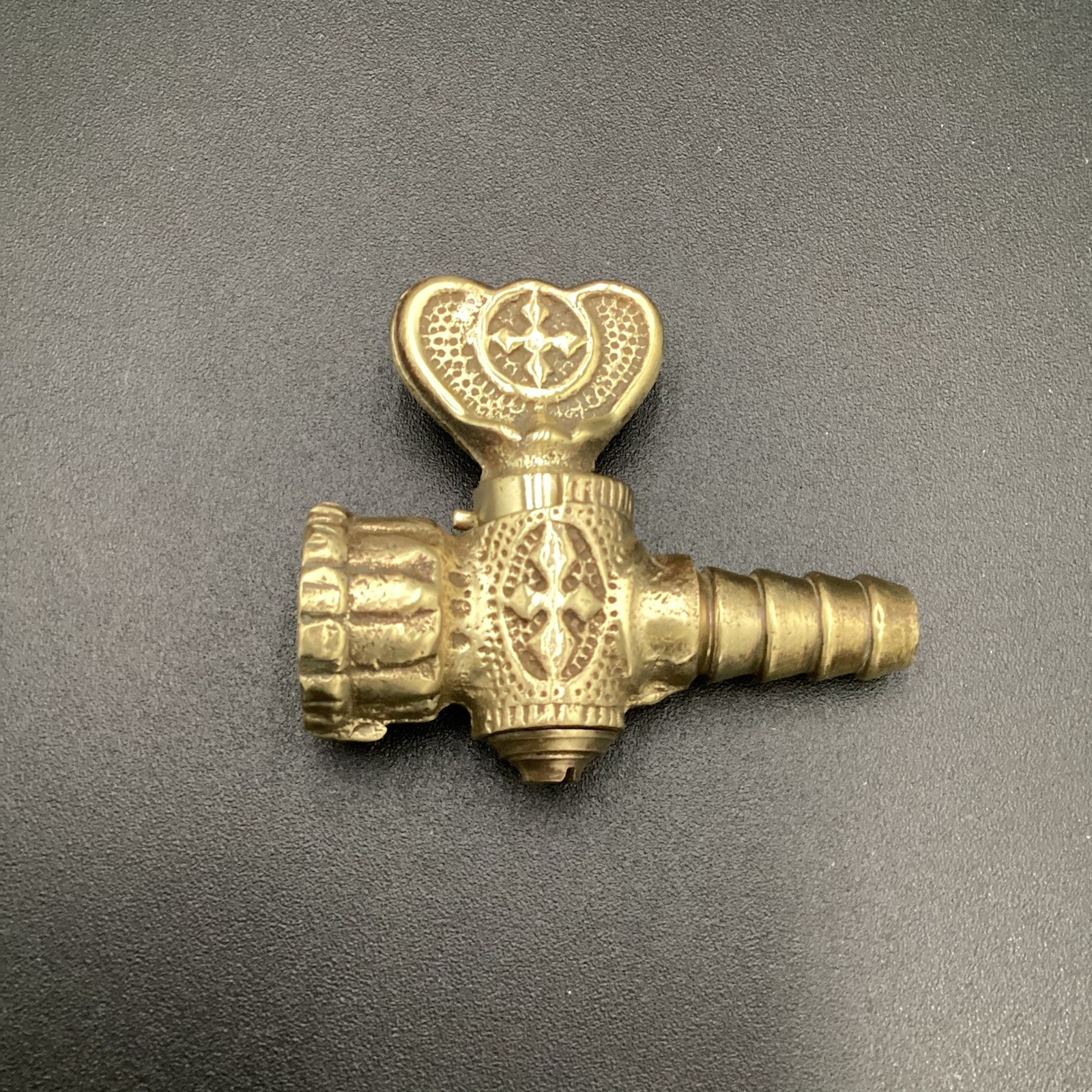 Vintage Ornate Brass 1/4 Turn Shut Off Valve Pre-Owned 