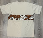 Beige Y2K VTG T&C surf shirt with brown and black Hawaiian shirt overlay and white floral print.